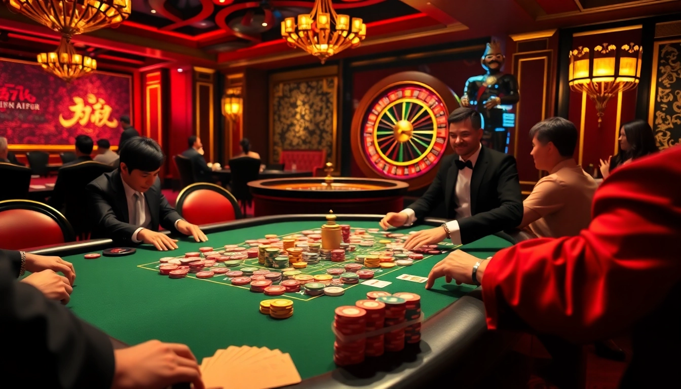 Engaging moments at a poker table with hhkungfu tv characters in a vibrant casino setting.