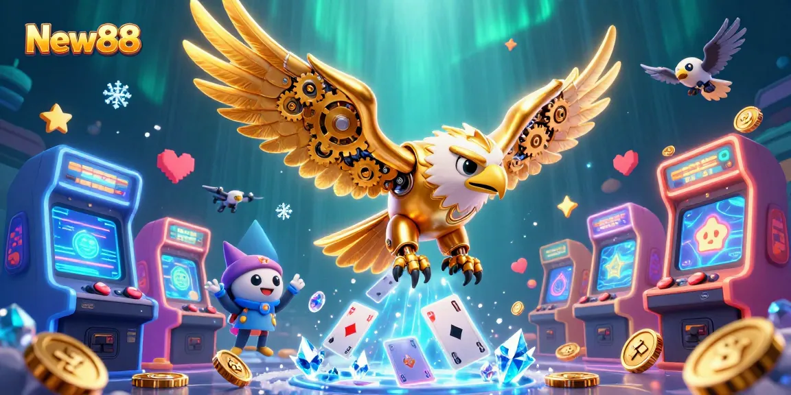 Experience thrilling games at New88 with vibrant visuals and engaging characters in a dynamic casino scene.
