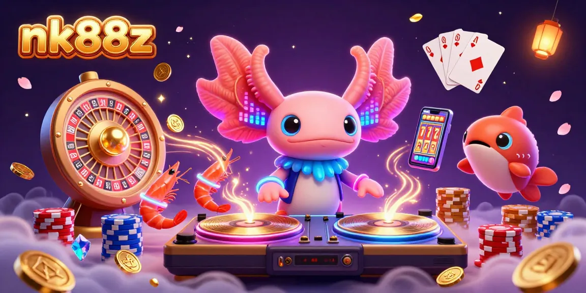 Experience the engaging entertainment of nk88z with vibrant elements from a neon-themed online casino setting.