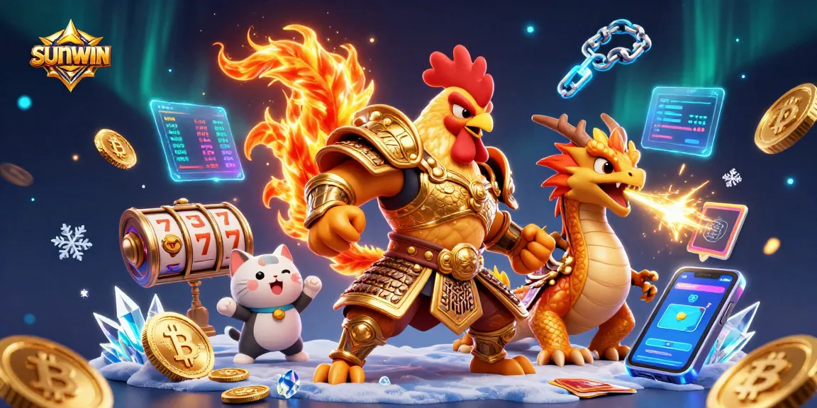 Engage with SUNWIN's adrenaline-fueled slots in this vibrant 3D illustration.