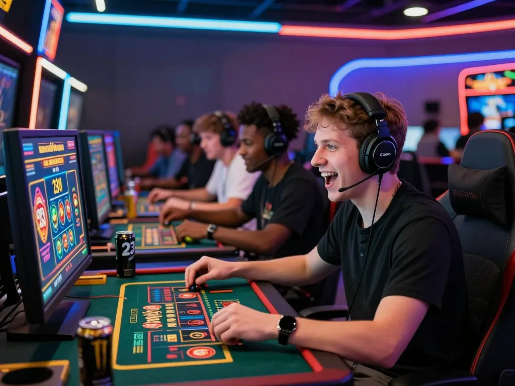 Engaged players enjoying the 23win online casino gaming experience in a vibrant virtual setting.