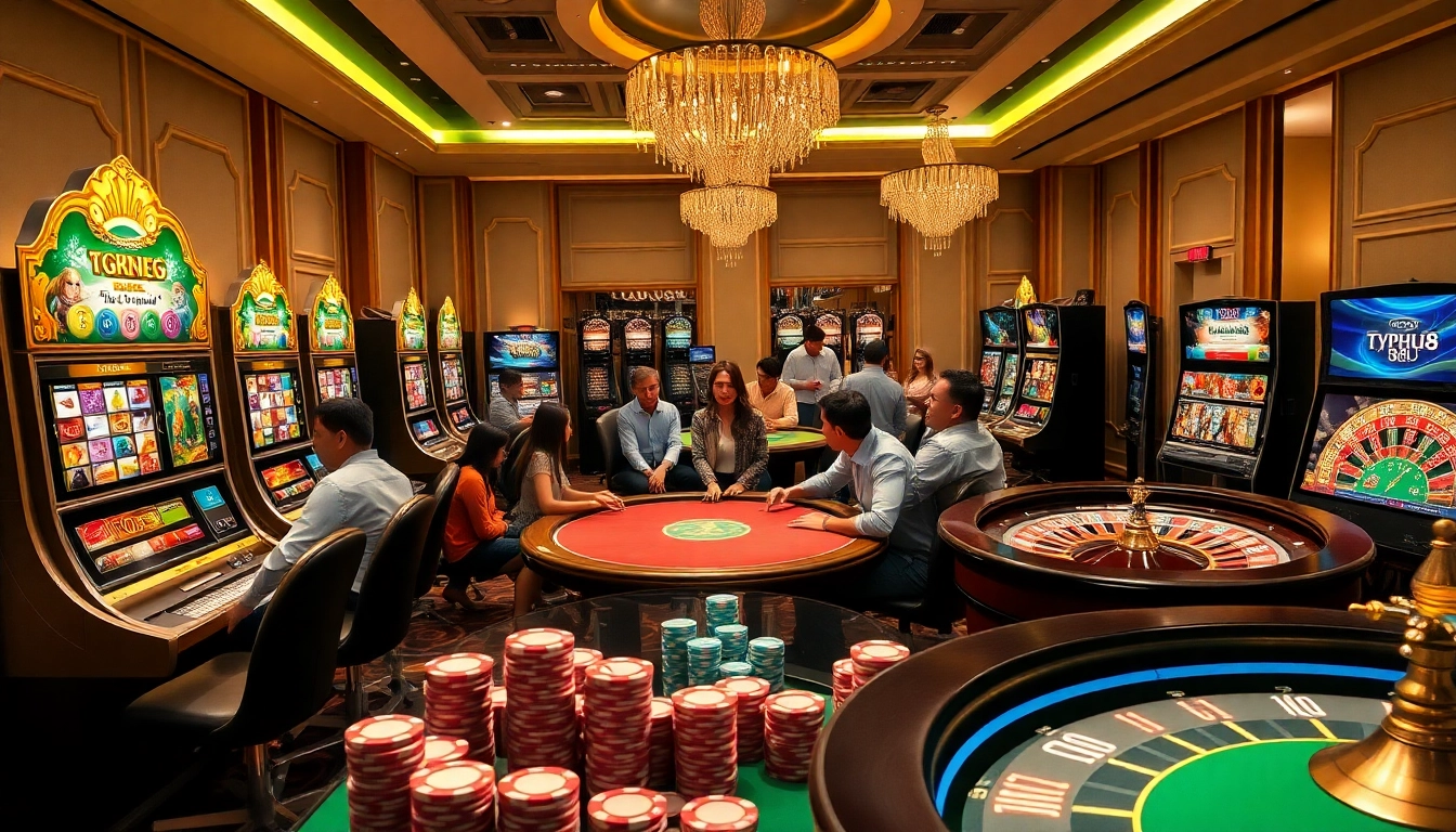 Experience the thrill of gambling with Typhu88, showcasing vibrant slots and exciting poker tables.