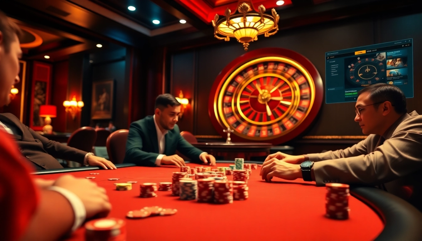 Engaging gamble at HZ88 poker table with vibrant chips and online gaming interface.