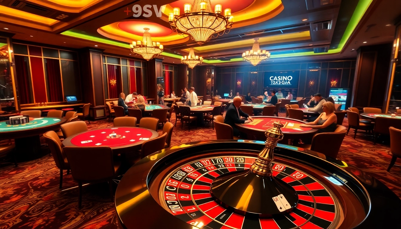 Exciting live gaming session at CASINO 123GA showcasing vibrant casino tables and engaged players.