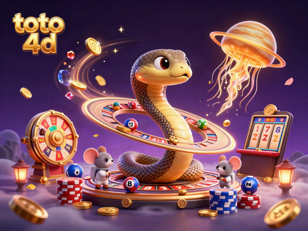 Play lotto 4d with vibrant characters in a cosmic casino setting