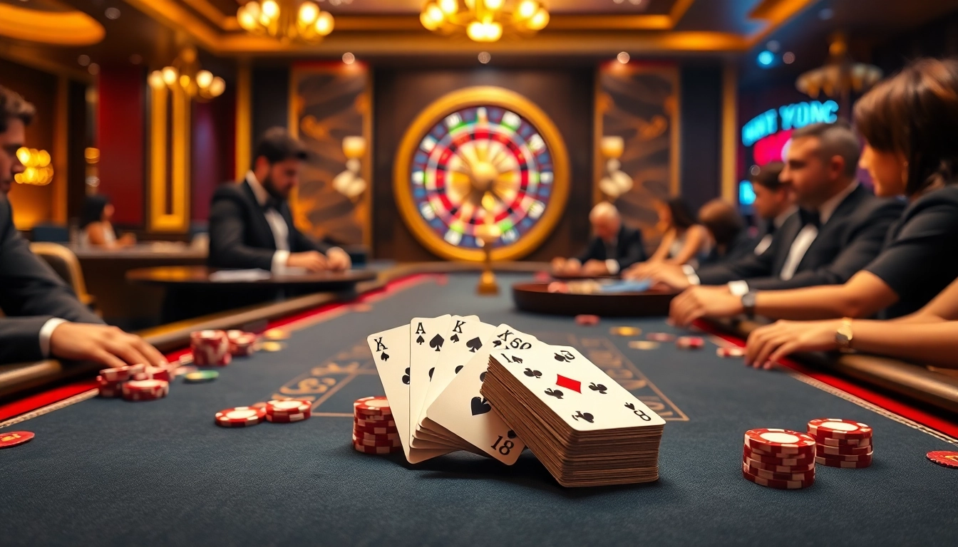 Experience the thrill of gambling at XX 88's luxurious poker tables filled with vibrant chips and action.