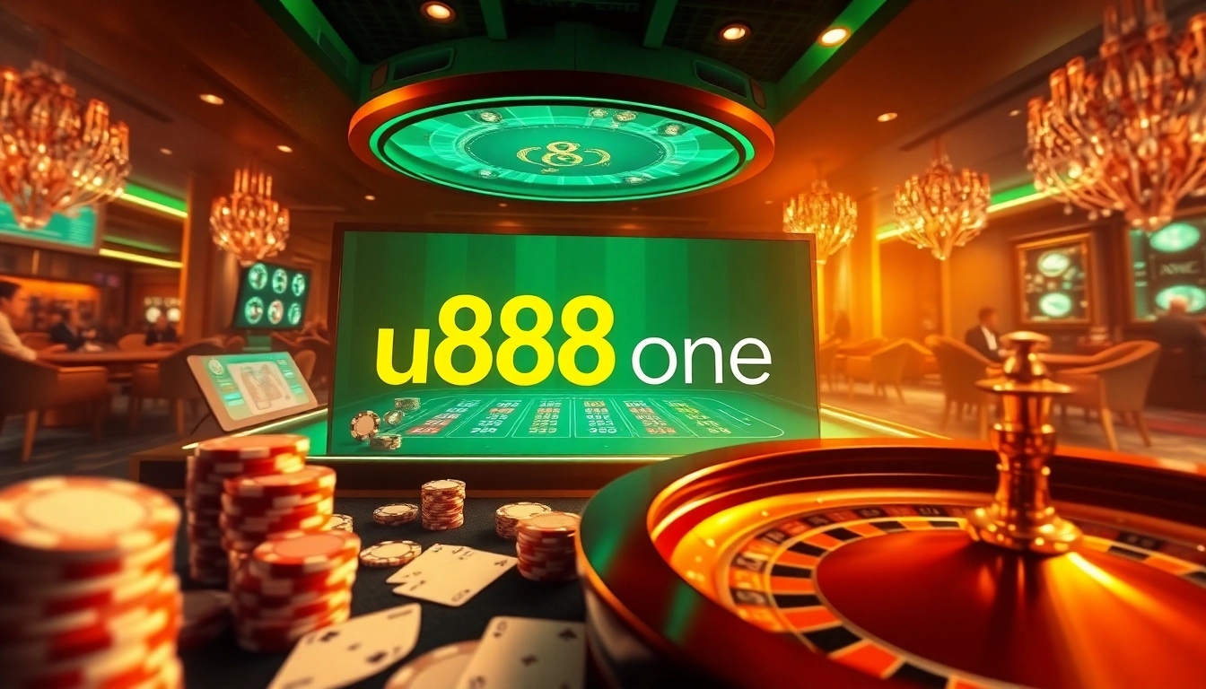 Experience online gambling action at u888 one with thrilling poker, roulette, and vibrant casino visuals.