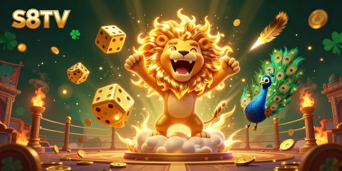 Engage in thrilling gameplay with S8TV's vibrant casino scene featuring golden dice and dynamic elements.