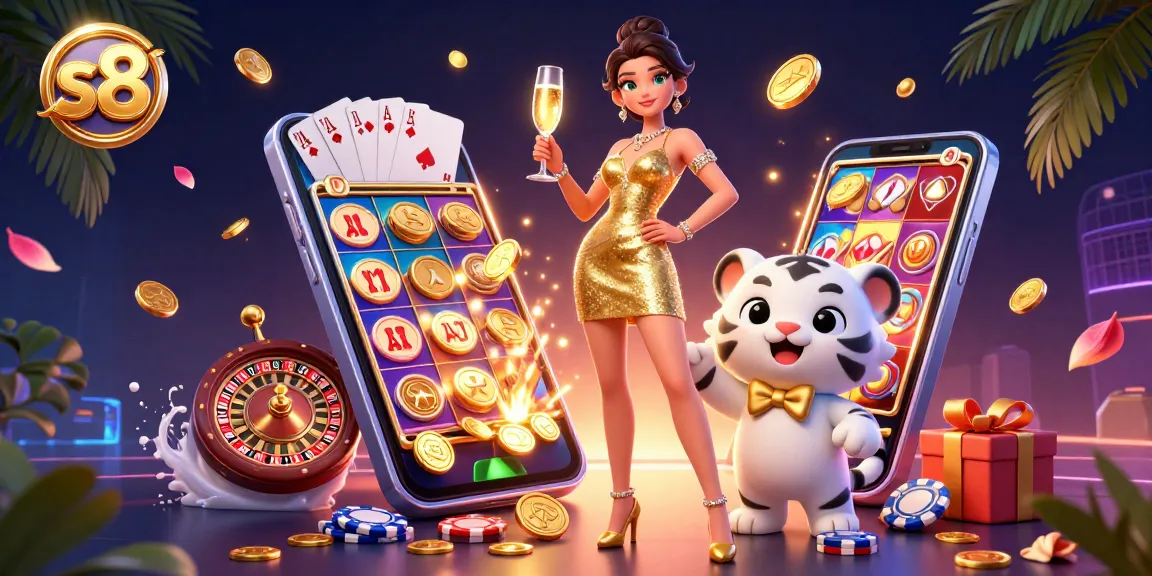 Experience exciting gameplay with s8 at your fingertips in this luxurious casino scene.