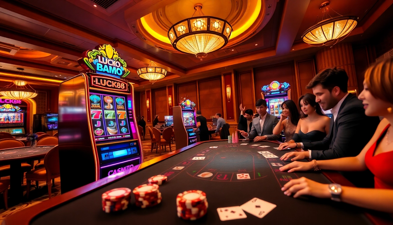 Experience the excitement of LUCK88 with thrilling slot machines and vibrant casino atmosphere.
