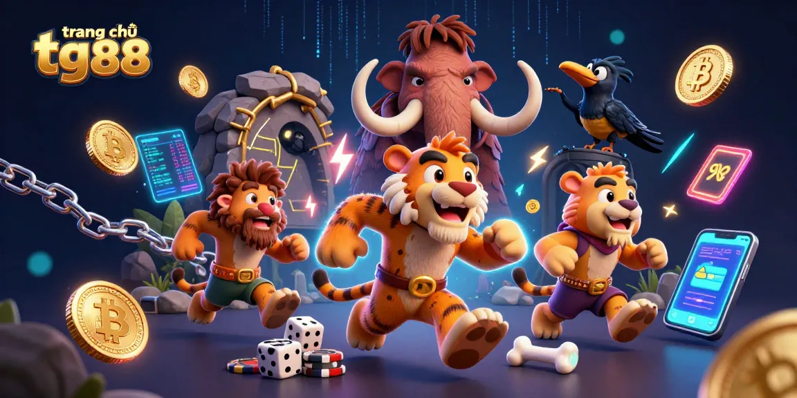 Experience thrilling action at trang chủ tg88 with our colorful caveman casino scene.