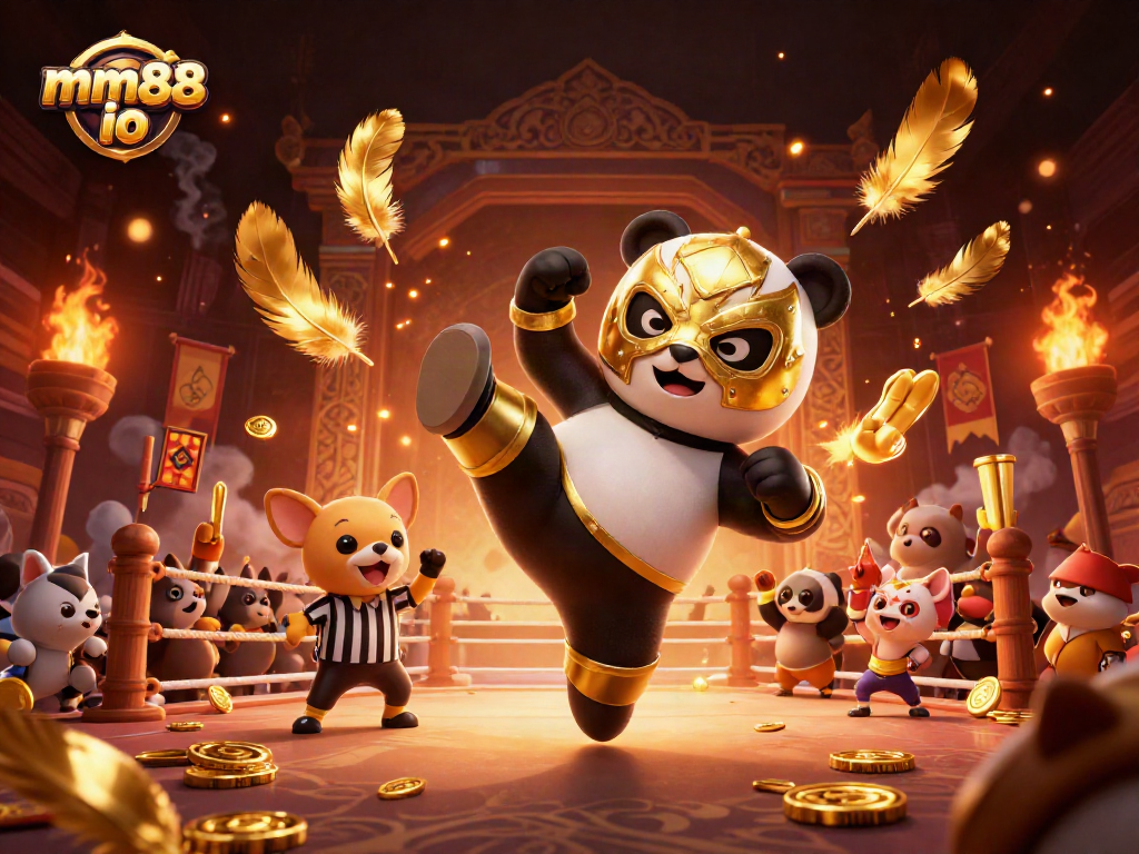 Experience high-energy gambling with the mm88 io panda wrestler in action, surrounded by excitement.
