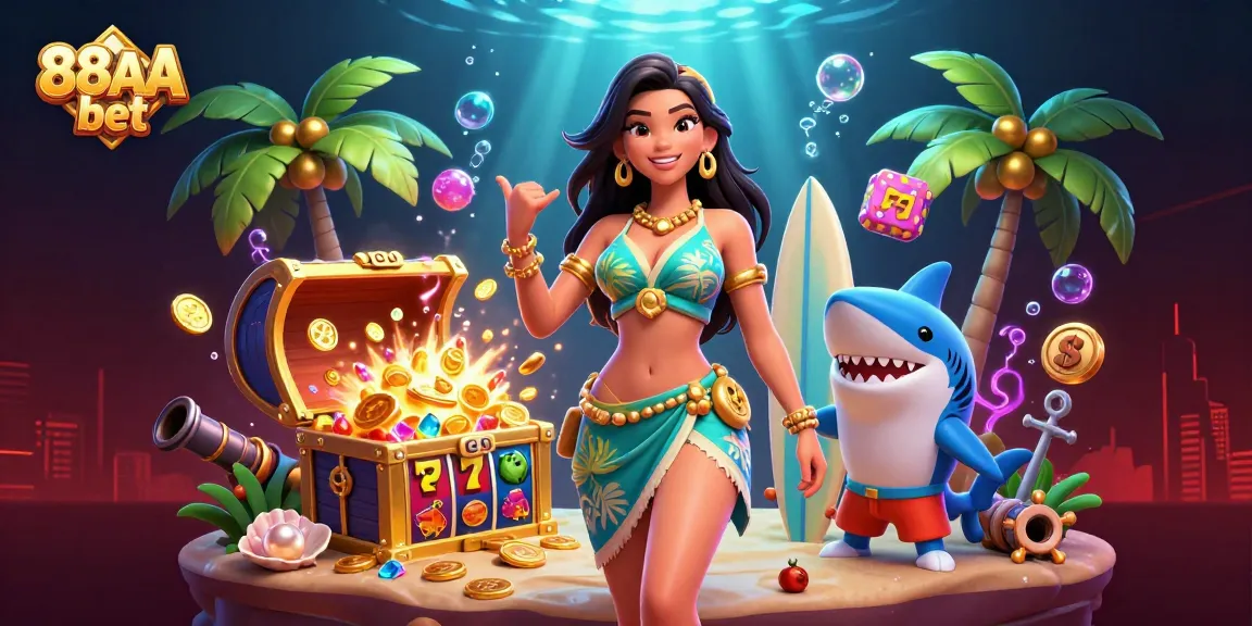 Experience exciting gameplay at 88AA bet with vibrant casino elements and colorful underwater treasures.