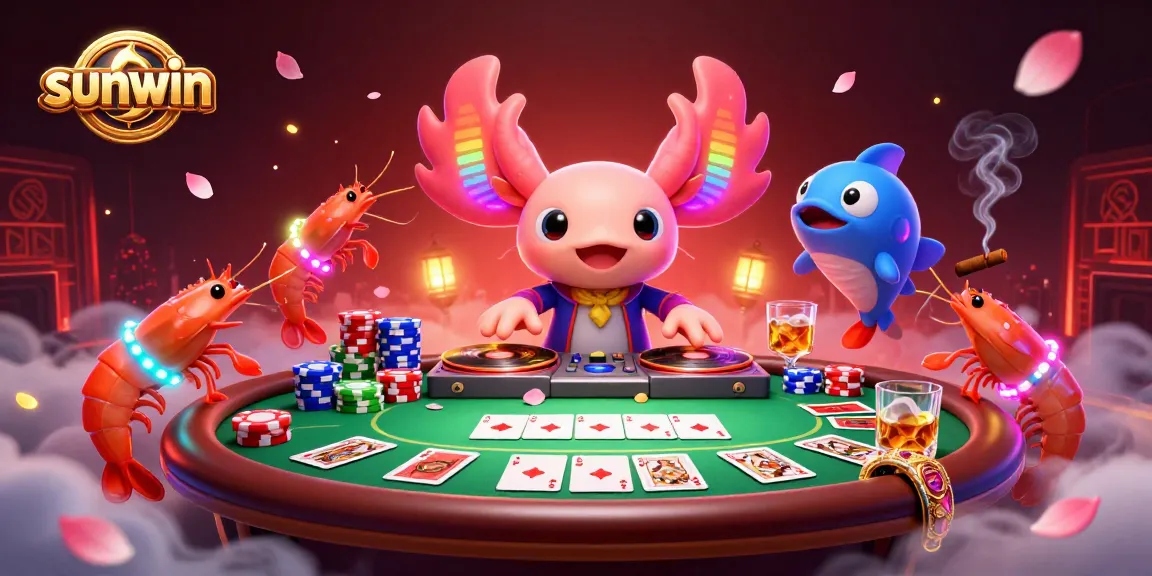 Experience the vibrant sunwin online casino with colorful gaming elements and animated characters.