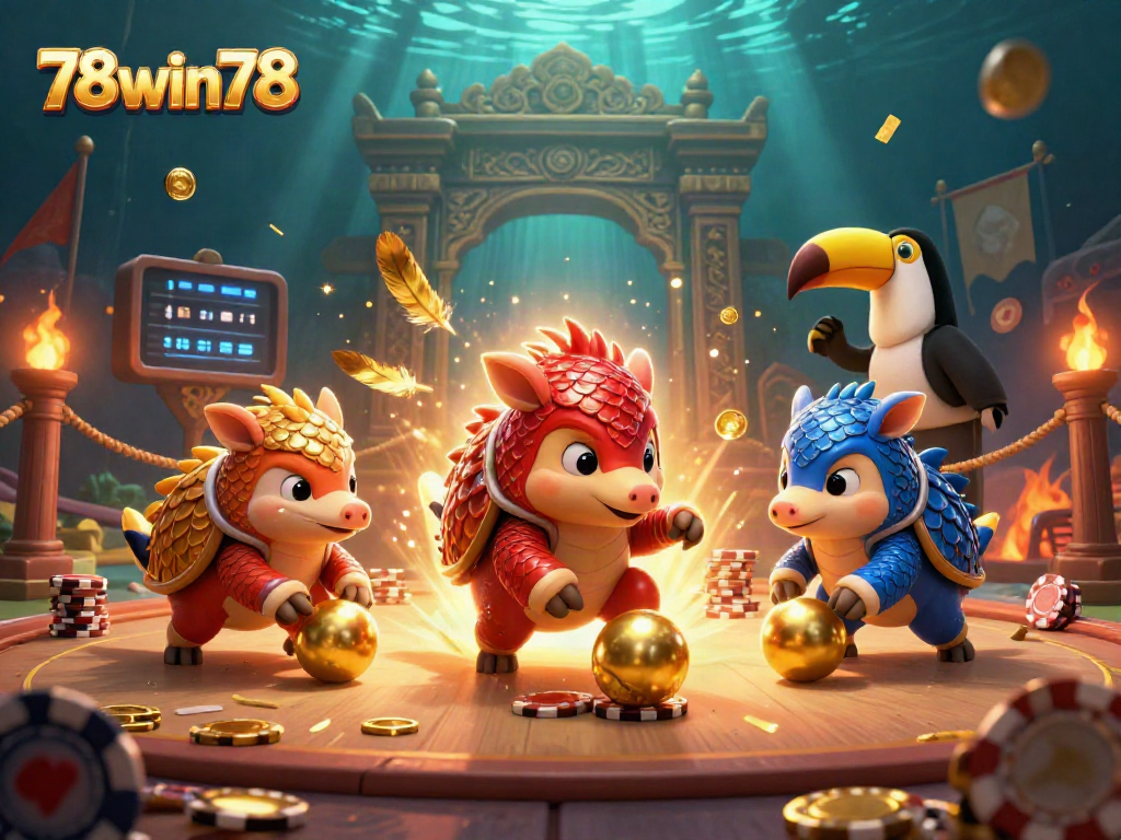 Compete strategically using 78win78's vibrant casino-themed battle between pangolins.
