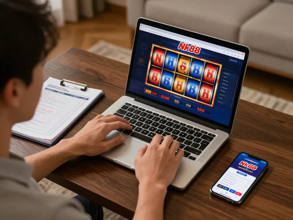 Engaging gameplay experience on Nk88's online casino platform from the comfort of home.