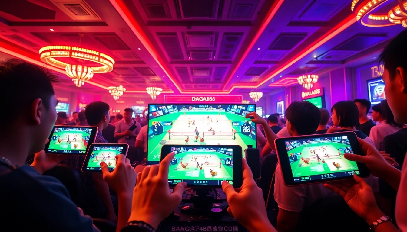 Exciting live betting atmosphere at dagawin.live featuring chicken fights in a digital casino setting.