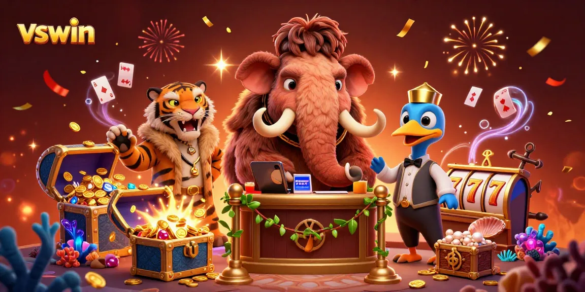 Experience vswin thrills with a woolly mammoth bouncer and vibrant casino elements.