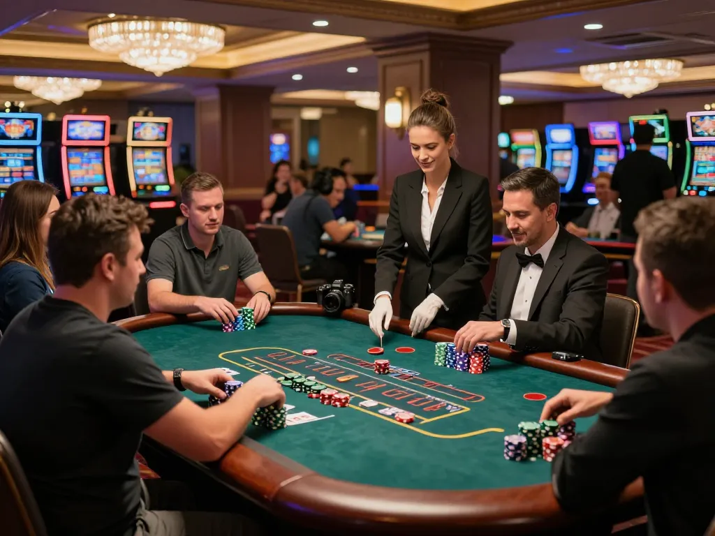 Players at SV368’s blackjack table strategizing their next moves in a luxurious casino setting