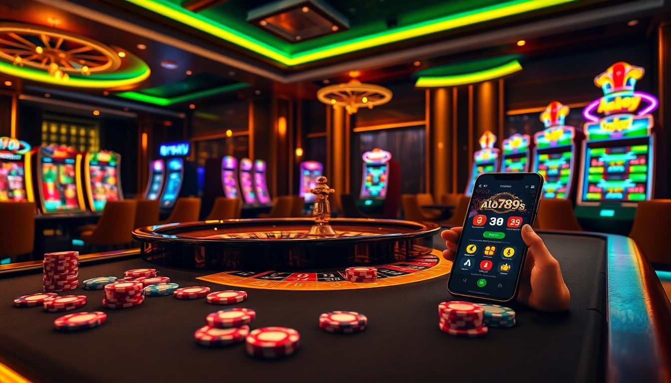 Alo789 offers an exciting online casino experience with vibrant gambling tables and engaging slot machines.