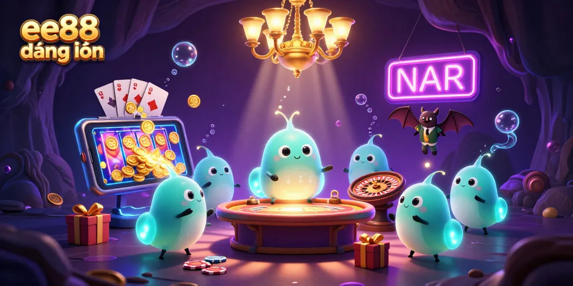 Experience an exciting 3D casino scene featuring ee88 đăng nhập with animated characters and vibrant gaming elements.