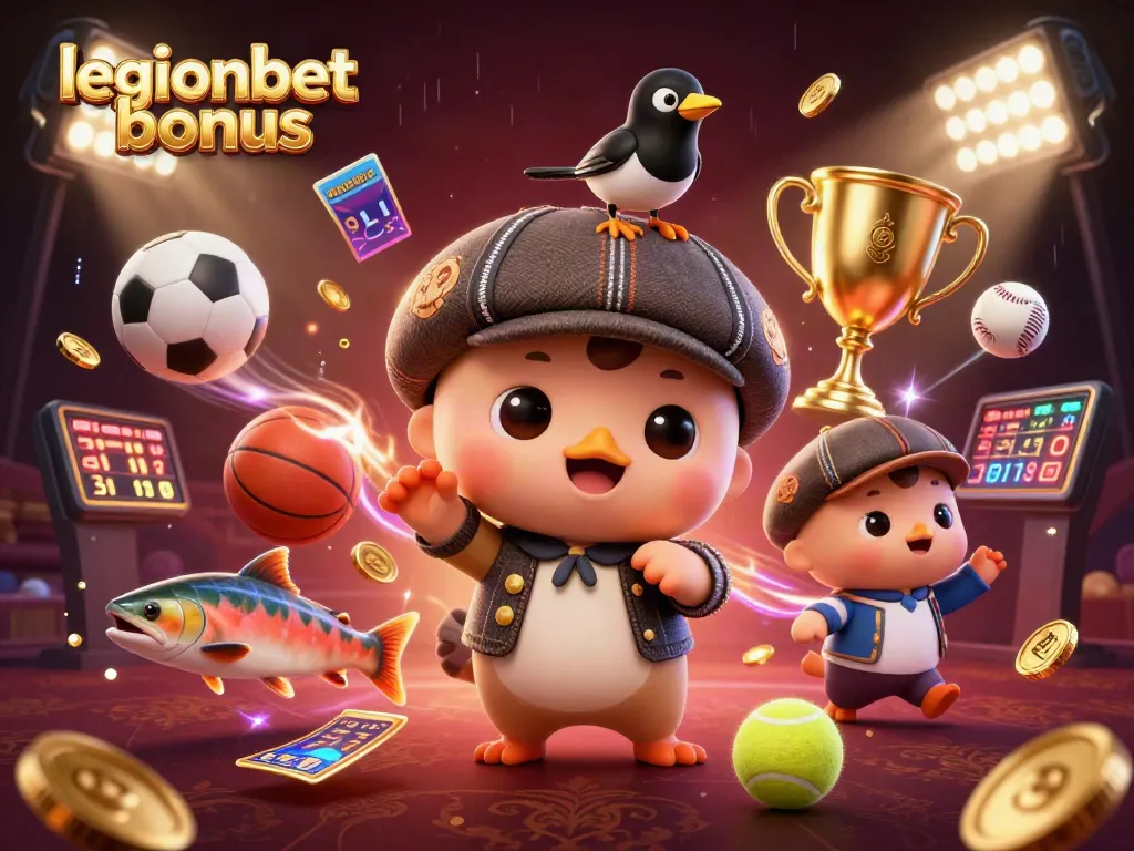 Experience the excitement of legionbet bonus with a dynamic 3D illustration showing casino elements