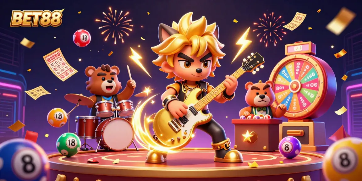 Experience thrilling wins with BET88 as a rock star wolf rocks the casino scene.