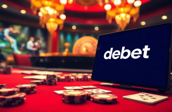 Experience the thrill of debet gaming at a vibrant casino table with cards and chips.