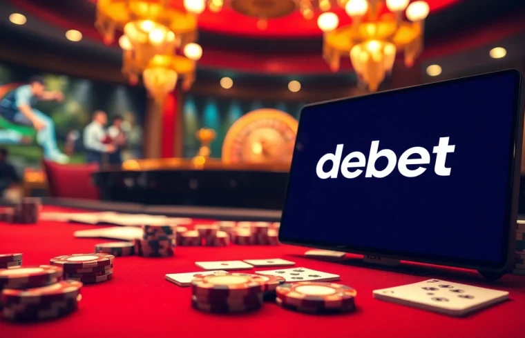 Experience the thrill of debet gaming at a vibrant casino table with cards and chips.