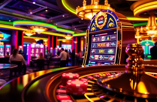 NOHU slot game highlights excitement and engagement at a vibrant casino scene.