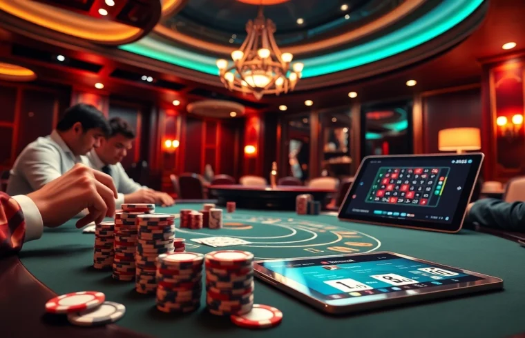 Experience thrilling poker strategies at the MV66 casino table with vibrant chips and cards.