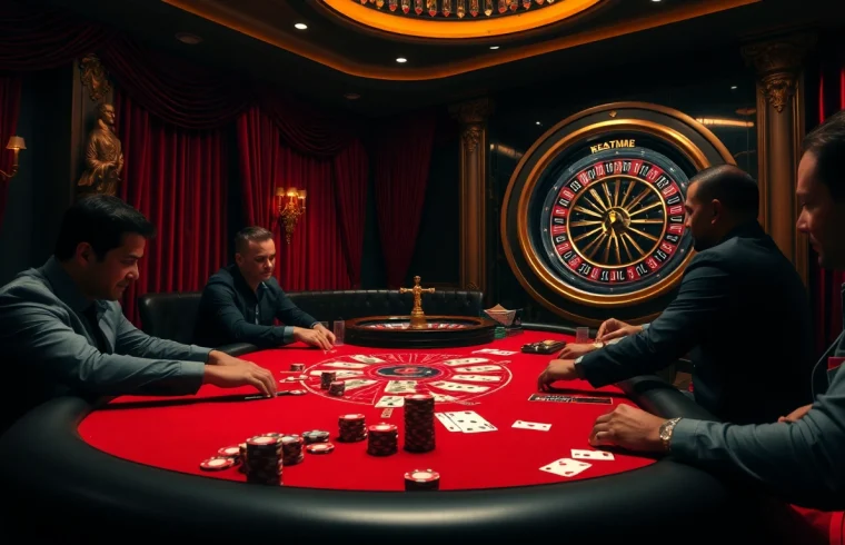 Players at a high-stakes poker table experience thrilling action at https://www.eejl33.com/ casino.