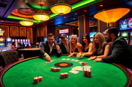 Experience the thrill of LC88 Marketing at a lively casino table with winning plays and vibrant decor.