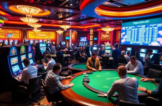 Players experiencing excitement at https://winvn.wiki, betting on poker, roulette, and slot machines.