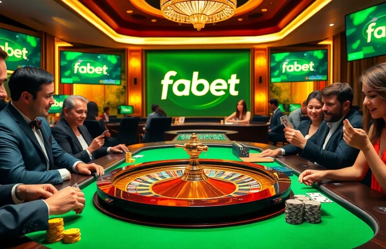 Players enjoying a thrilling game at a stylish fabet casino table.