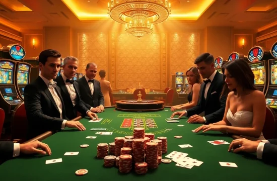 Gamble at https://luck8.bid/ with excitement at a luxury poker table night.