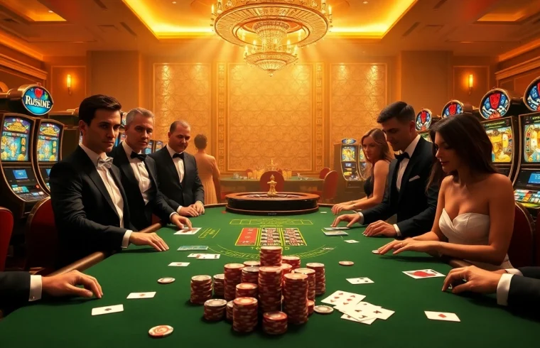 Gamble at https://luck8.bid/ with excitement at a luxury poker table night.