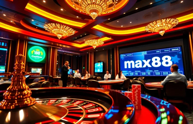 Engage in exciting casino activities at max88 with dynamic roulette wheels and vibrant gaming tables.