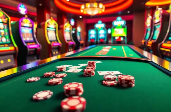 Experience the excitement of GO99 with vibrant casino tables and slot machines.