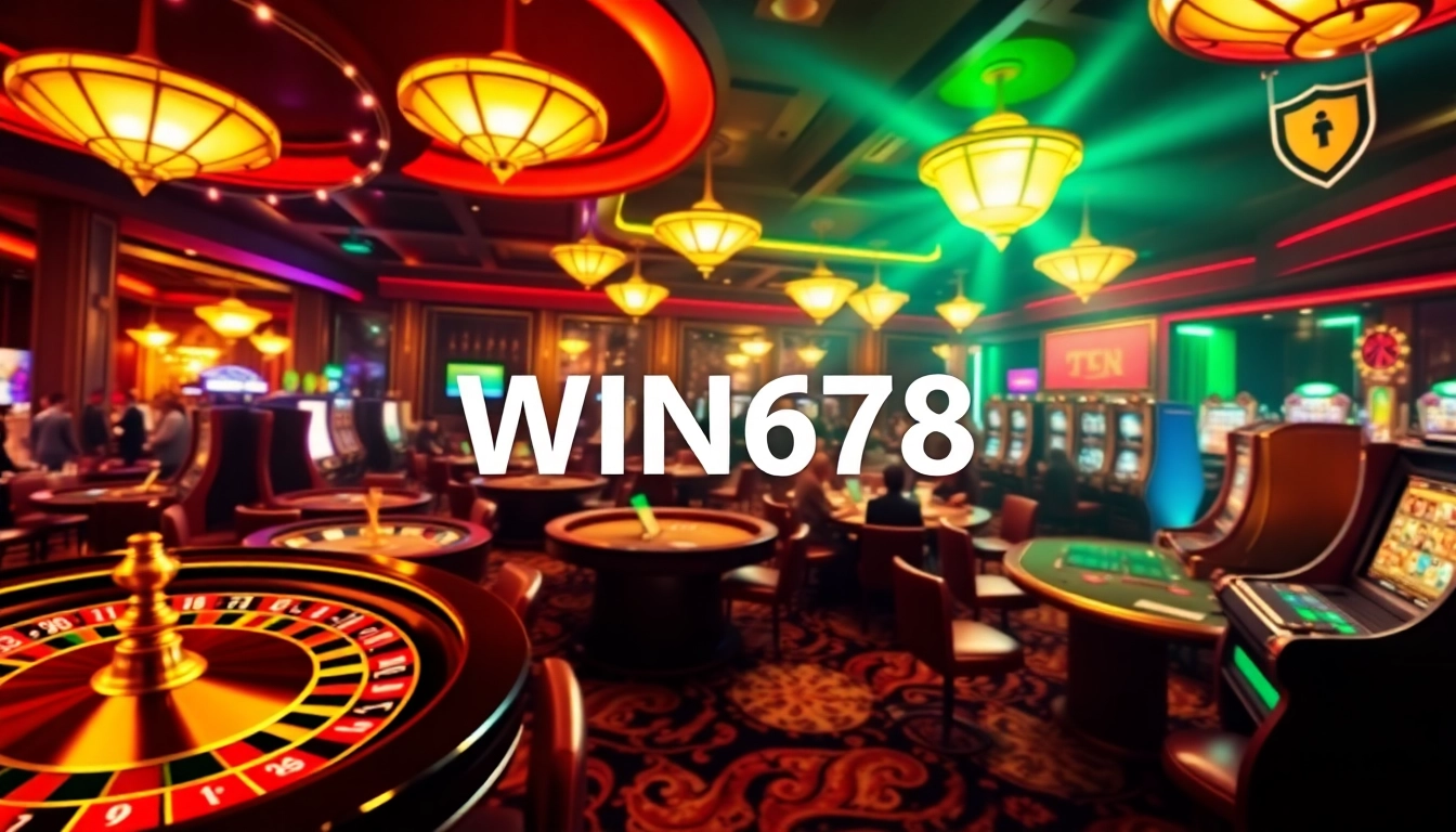 Players enjoying their gambling experience at WIN678's luxurious online casino, showcasing vibrant games and excitement.