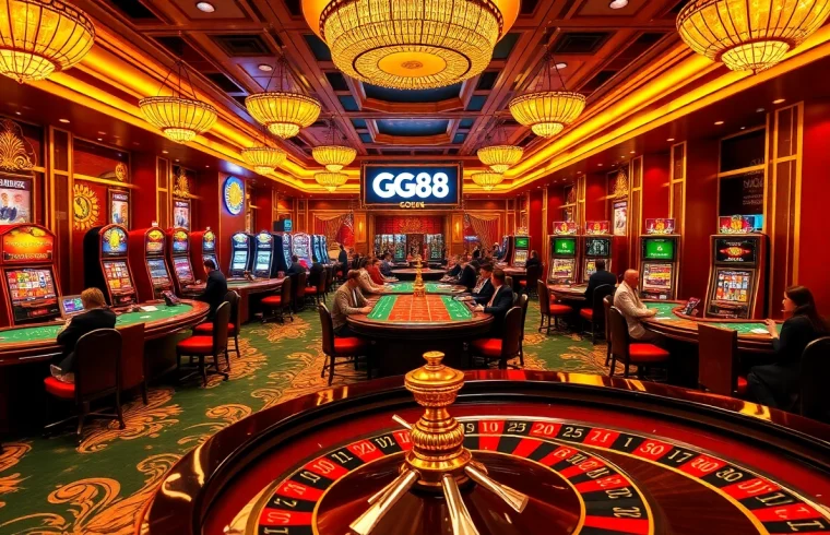 Experience the excitement of GG88 with vibrant casino tables, slot machines, and professional dealers.