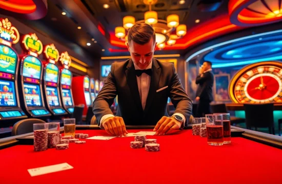 Engage in high-stakes poker at https://58win4b.net/ with vibrant slot machines and a roulette wheel.