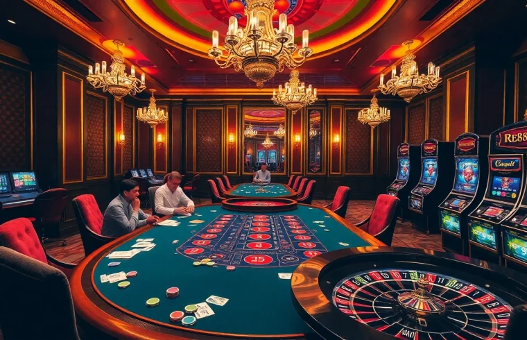 Winning at red88.hot with a vibrant baccarat table and colorful poker chips.