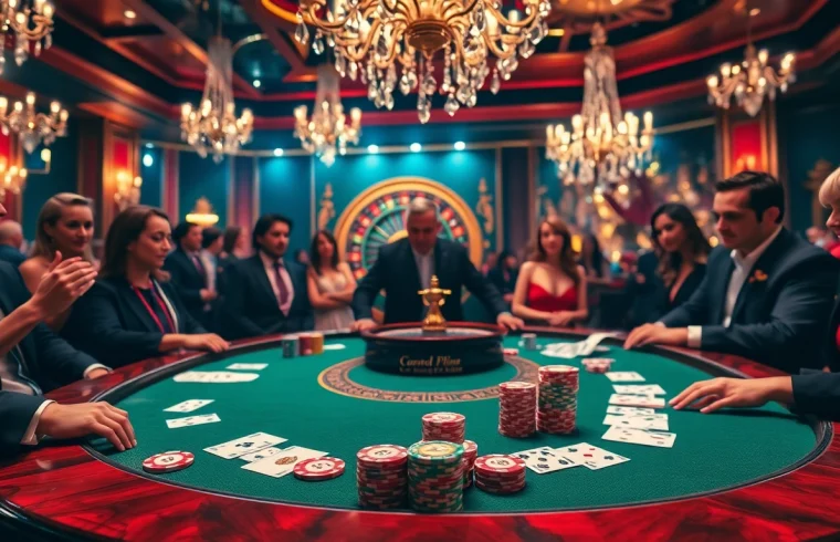 Experience high-stakes excitement at https://hbbet4.art/ with luxurious poker tables and vibrant casino elements.