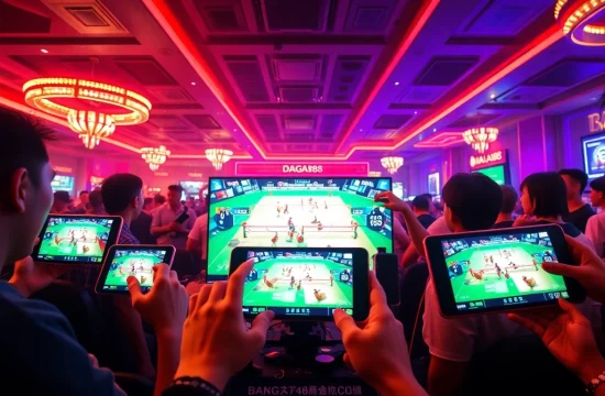 Exciting live betting atmosphere at dagawin.live featuring chicken fights in a digital casino setting.