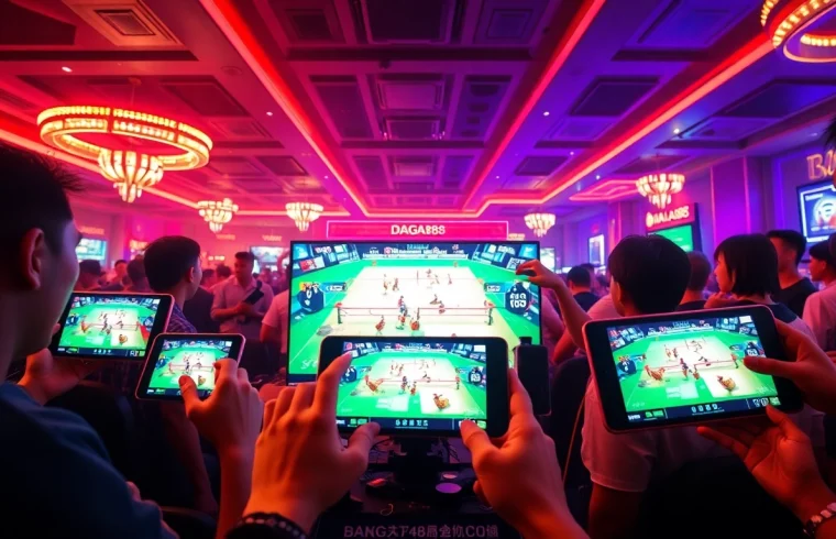 Exciting live betting atmosphere at dagawin.live featuring chicken fights in a digital casino setting.