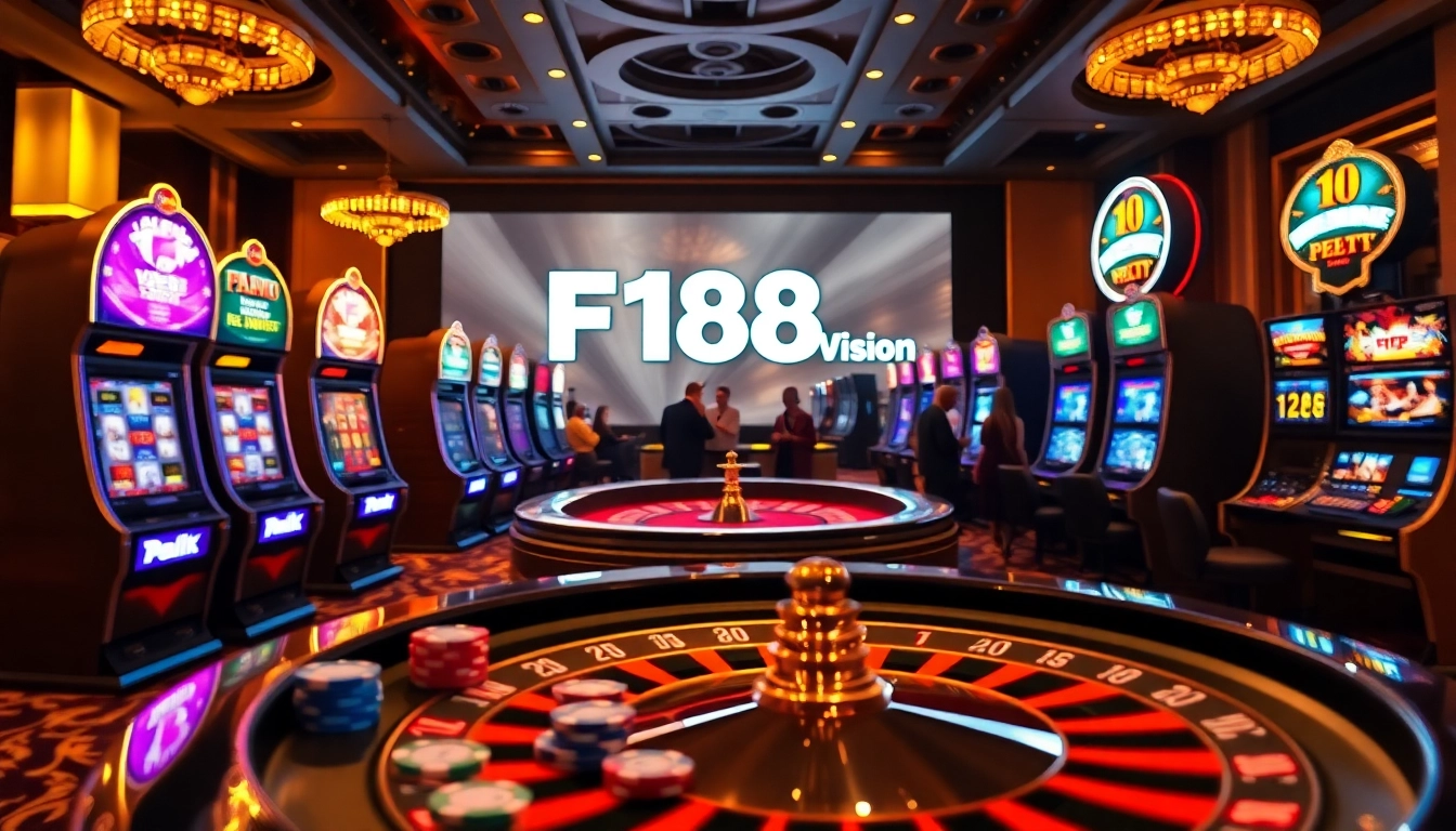 Experience the excitement of F168.Vision casino with vibrant gaming tables and players.