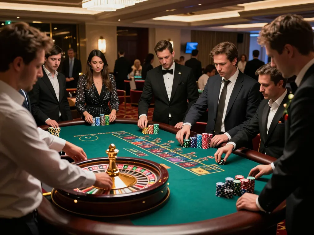 Players engaging in a roulette game at https://fa88.team/, showcasing vibrant chips and an exciting atmosphere.