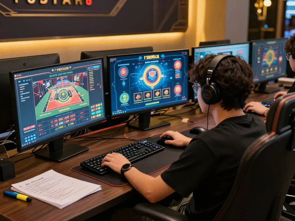 Playing poker online on 789club with multiple screens and strategic notes visible