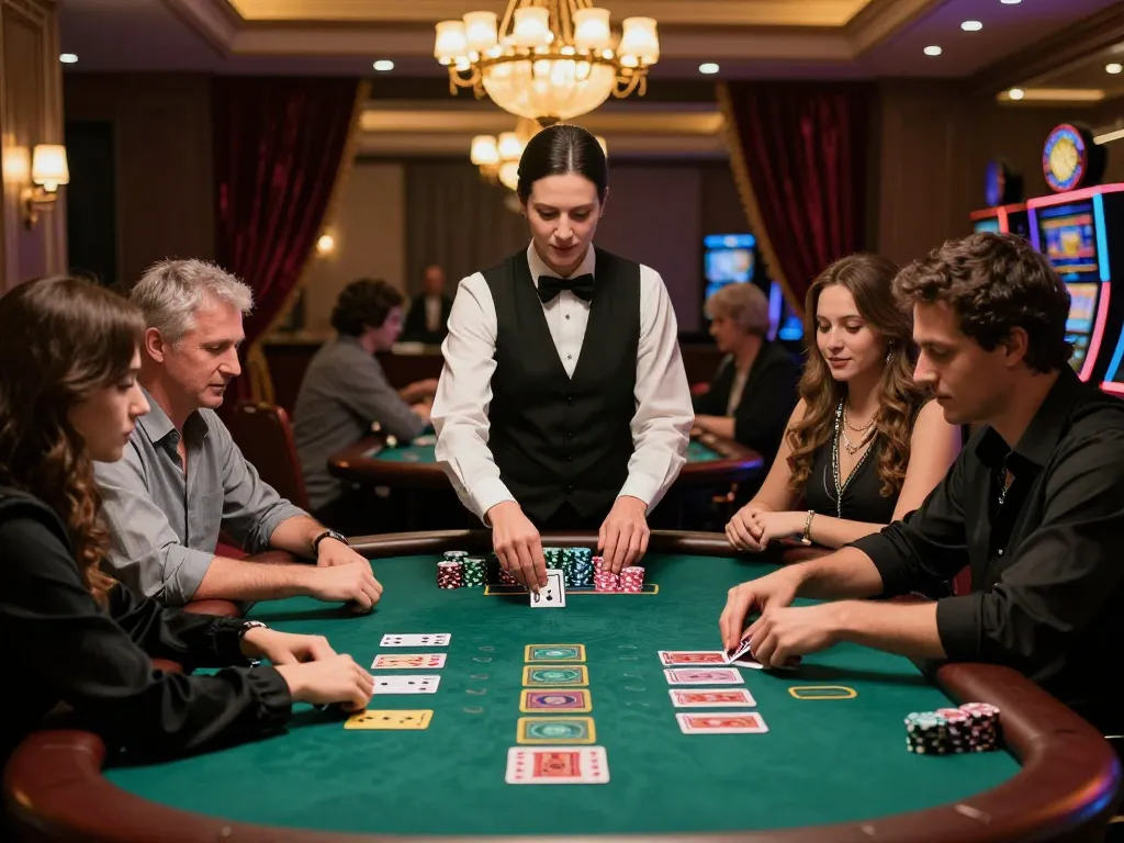 Experience strategic blackjack gameplay at gamedoithuong88 with engaged players and expert dealer management